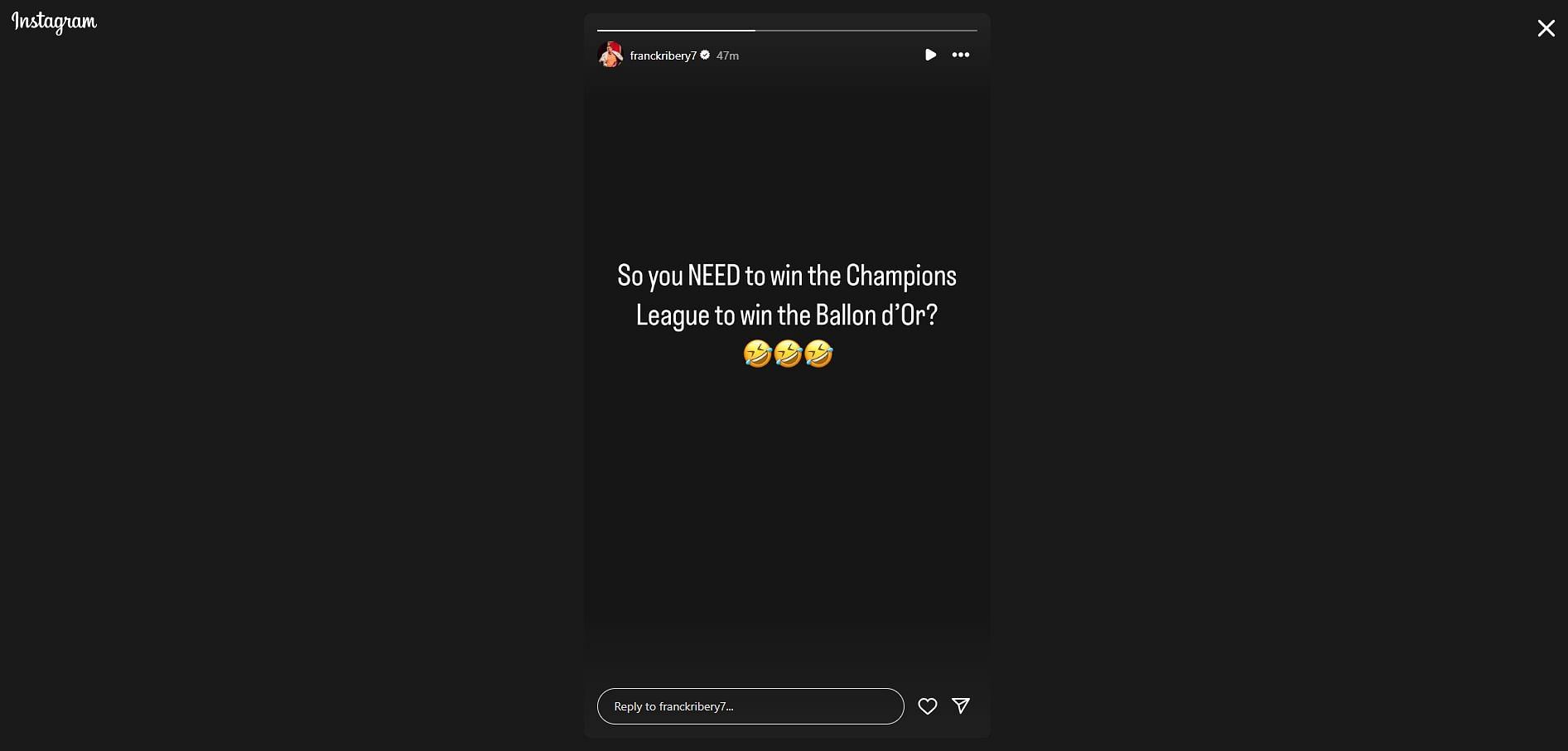 Franck Ribery Instagram story